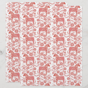 Papel de Scrapbook Arte Popular Cavalo Dala Sueco