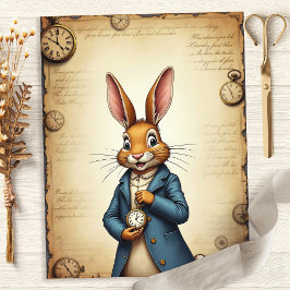 Papel de Scrapbook Arte Relógio de Bolso Coelho Al