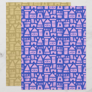 Papel de Scrapbook Azul Castelo de Areia