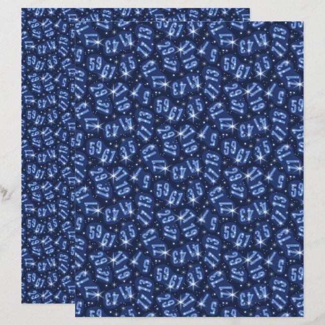 Papel de Scrapbook Azul Constellação Matemática Pr (Frente/Verso)