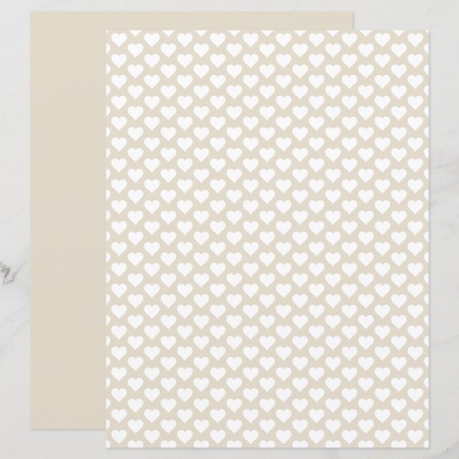 Papel de Scrapbook Bege Terroso com Padrão de Cora (Frente/Verso)