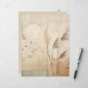 Papel de Scrapbook Boho de Grama e Folhas Lindas