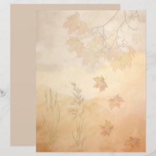 Papel de Scrapbook Boho Folhas e Grama de Outono