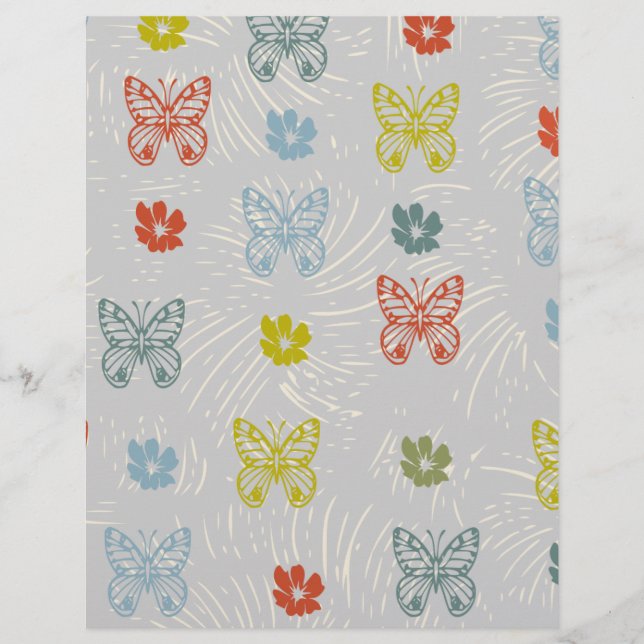 Papel de Scrapbook Borboleta & Flor (Frente)