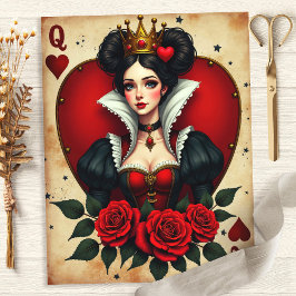 Papel de Scrapbook Carta de Baralho Alice Rainha d