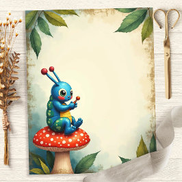 Papel de Scrapbook Cena do Cogumelo da Lagarta Ali