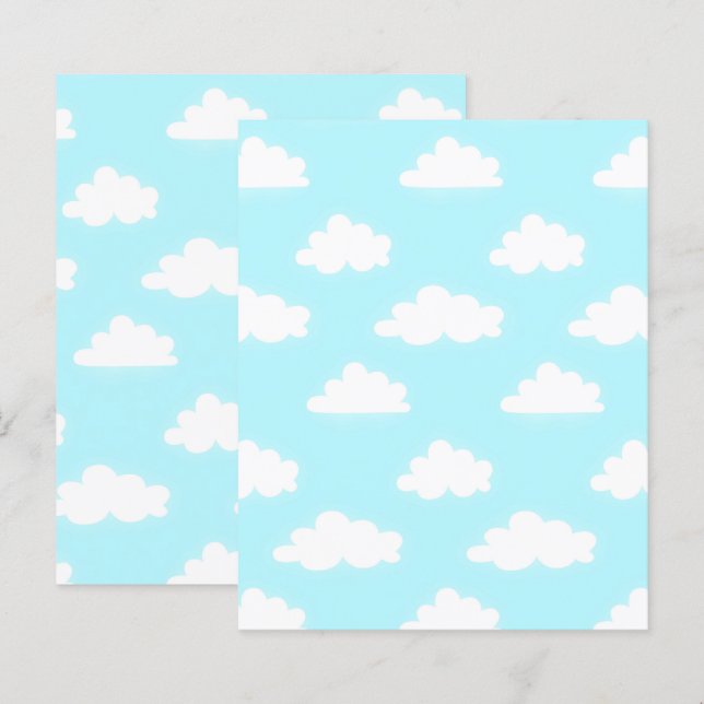 Papel de Scrapbook Céu Azul com Nuvens Papéis para (Frente/Verso)