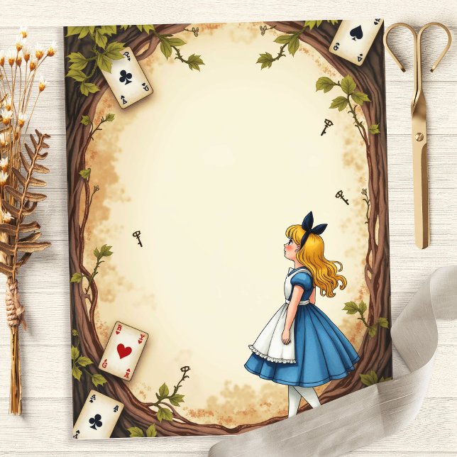 Papel de Scrapbook Chaves e Cartas de Alice no Paí (Criador carregado)