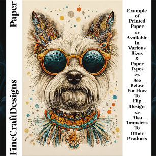 Papel de Scrapbook CK7 Cachorro Westie Boho Chic C