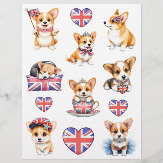 Papel de Scrapbook Colagem Corgi Londres
