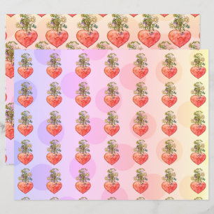 Papel de scrapbook colorido com coração boho flori