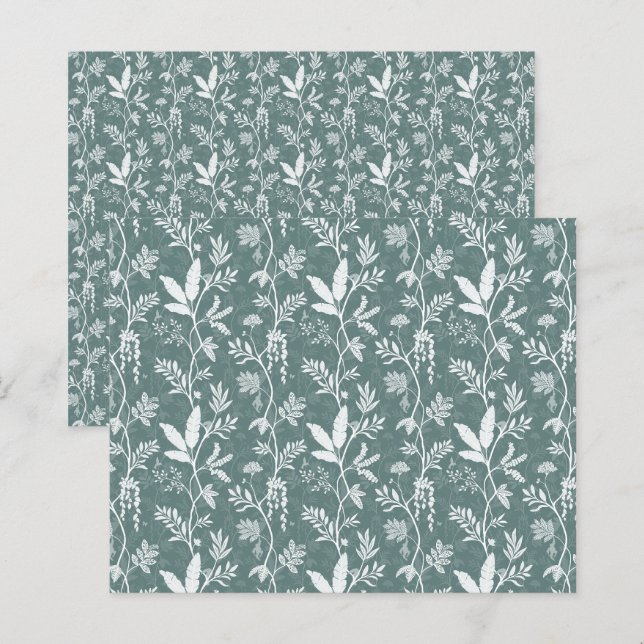 Papel de Scrapbook com Dossel da Selva Exótica Ver (Frente/Verso)
