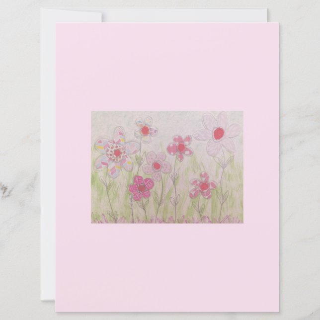 Papel de Scrapbook com Flores Cor-de-Rosa Padroniz (Frente)