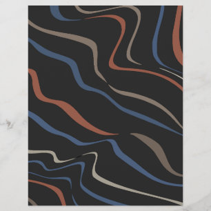 Papel de Scrapbook com linha ondulada preta: