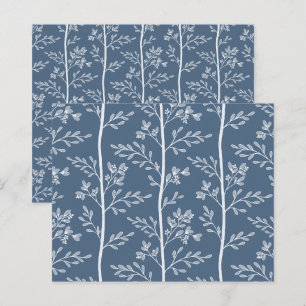 Papel de Scrapbook com Listra Floral Azul Ardósia