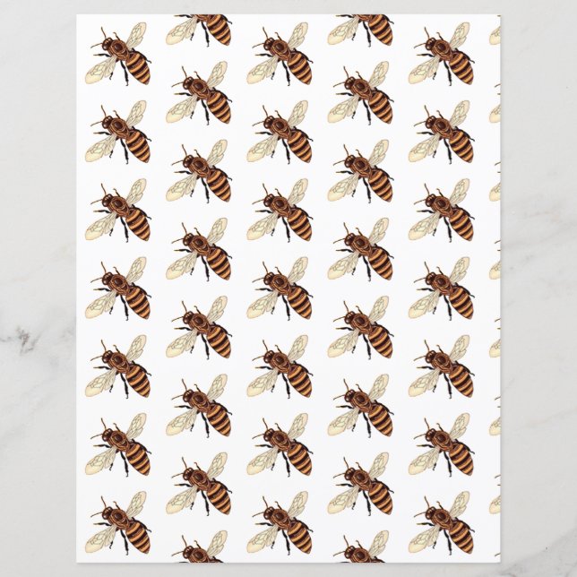 Papel de scrapbook com padrão de abelhas (Frente)
