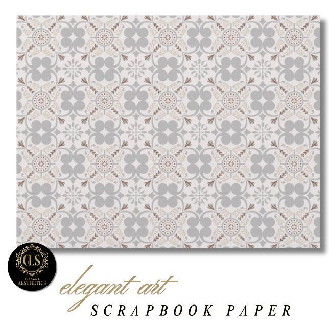 Papel de Scrapbook com Padrão de Azulejo Espanhol  (Scrapbook Paper – Spanish Tile Pattern)
