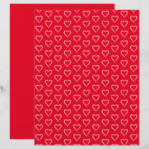 Papel de Scrapbook com Padrão de Coração Branco Ca