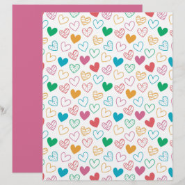 Papel de Scrapbook com Padrão de Coração Colorido