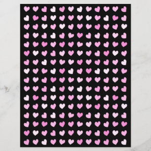 Papel de Scrapbook com Padrão de Corações Rosas