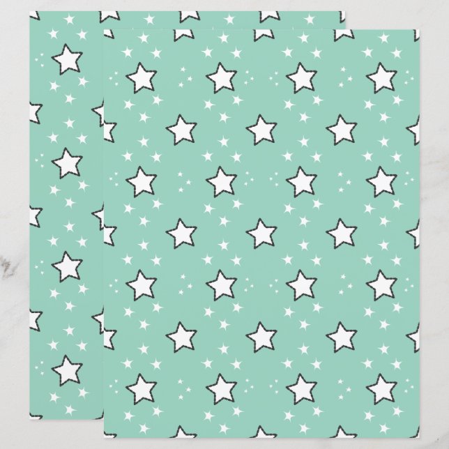 Papel de Scrapbook com Padrão de Estrela Fofa (Frente/Verso)
