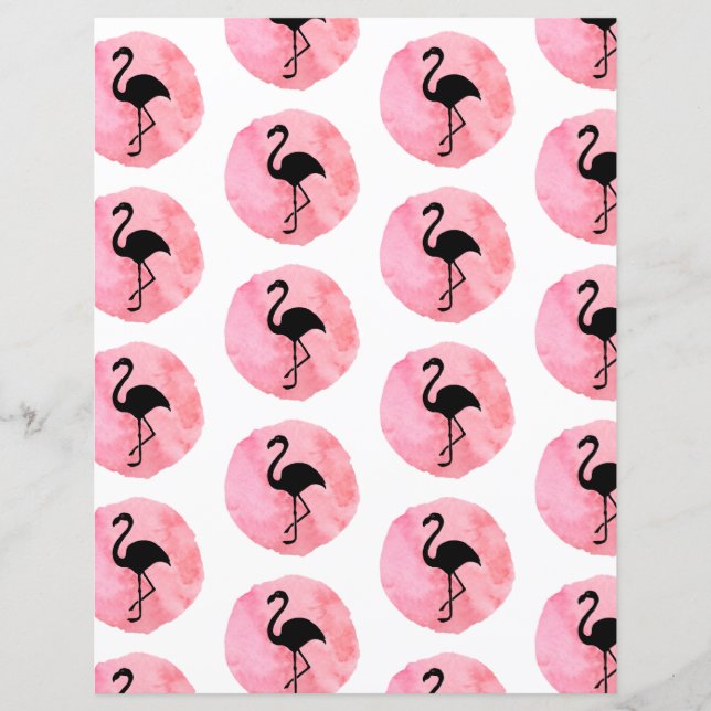 Papel de Scrapbook com Padrão de Flamingo Rosa Cla (Frente)