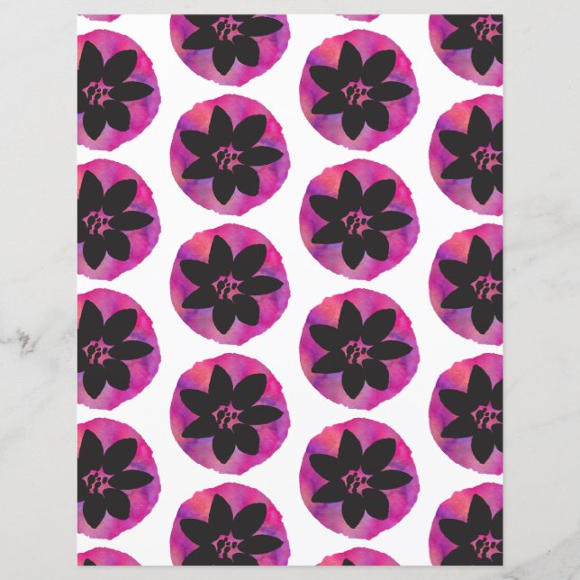 Papel de Scrapbook com Padrão de Flor Tropical Rox (Frente)