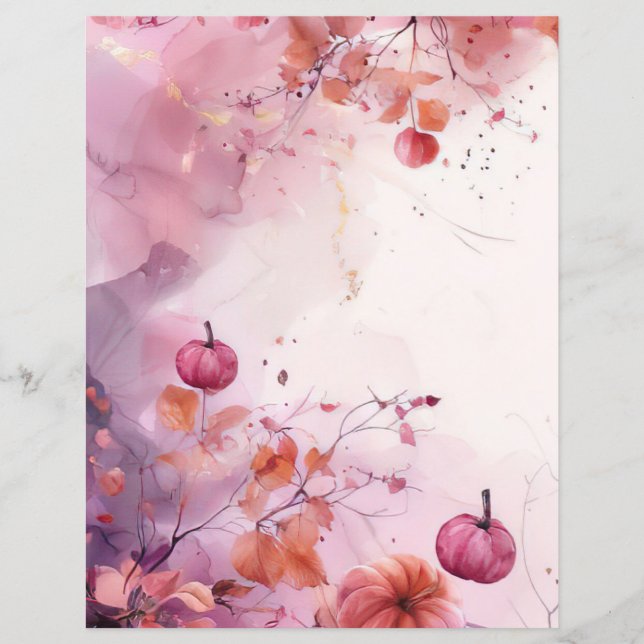 papel de scrapbook com padrão de outono de abóbora (Frente)