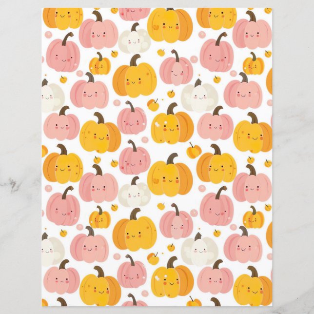 papel de scrapbook com padrão de outono de abóbora (Frente)