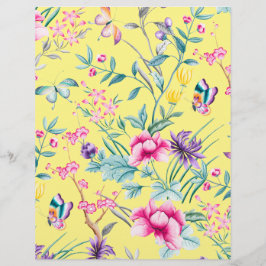 Papel de Scrapbook com Padrão Floral Boêmio Amarel