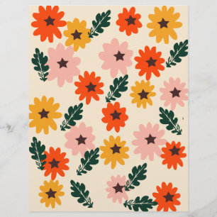 Papel de Scrapbook com Padrão Floral Brilhante