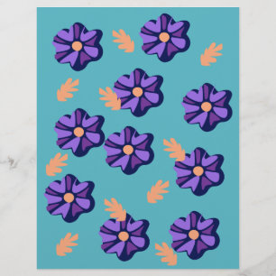 Papel de Scrapbook com Padrão Floral Roxo