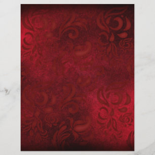 Papel de Scrapbook com Padrão Floral Vermelho