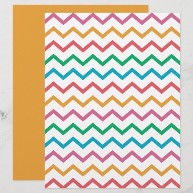 Papel de Scrapbook com Padrão Zigue-Zague Chevron (Frente/Verso)