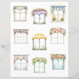 Papel de Scrapbook com Recorte de Janela Floral