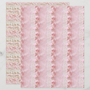 Papel de Scrapbook com Textura de Renda Rosa Coque