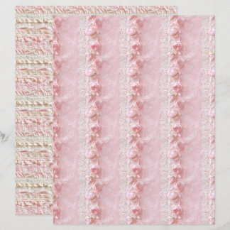Papel de Scrapbook com Textura de Renda Rosa Coque