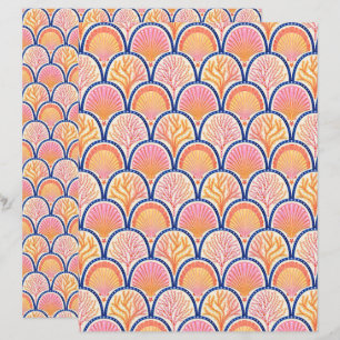 Papel de Scrapbook Conchas Mediterrâneas e Erva Ma