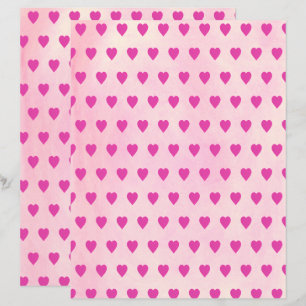 Papel de Scrapbook Corações Rosa em Misturas Rosa