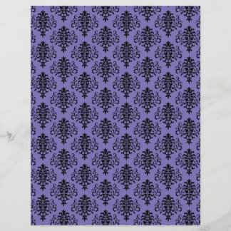 Papel de Scrapbook Damasko Preto e Roxo Gótico