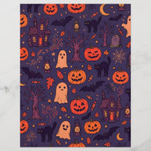 Papel de Scrapbook de Abóboras de Halloween Fantas