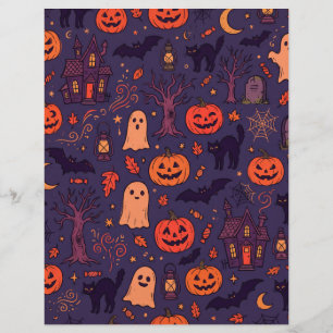 Papel de Scrapbook de Abóboras de Halloween Fantas