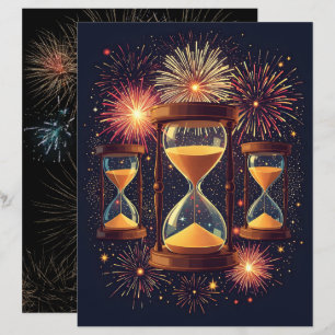 Papel de Scrapbook de Ano Novo Três Ampulhetas