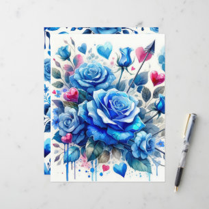 Papel de Scrapbook de Aquarela Blue Valentine