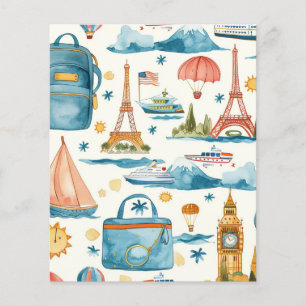 Papel de Scrapbook de Aquarela de Destino de Viage