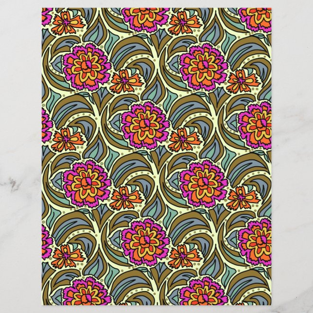Papel de Scrapbook de Arte de Flores de Jardim com (Frente)