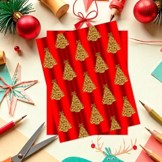 Papel de Scrapbook de Árvores de Natal Vermelhas e
