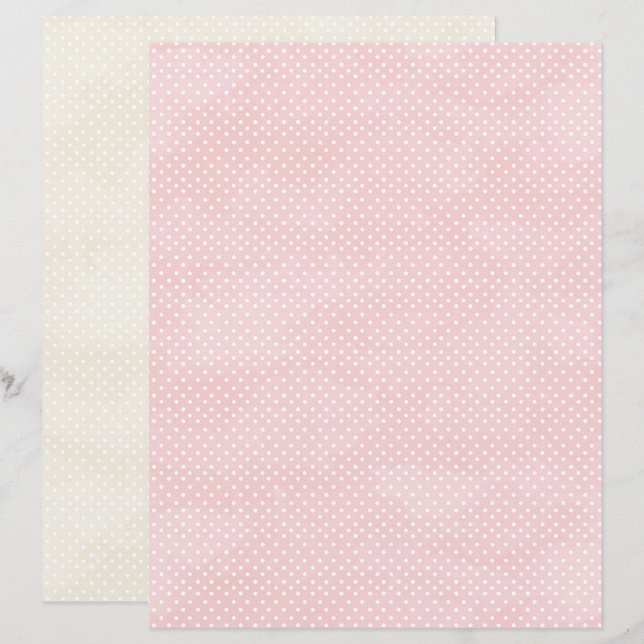 Papel de Scrapbook de Bolinhas Coquette Vintage (Frente/Verso)