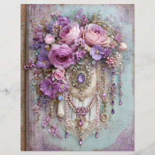 Papel de Scrapbook de Capa de Livro Azul Lavanda