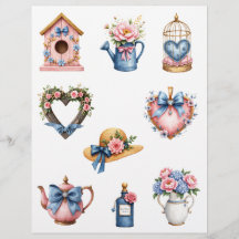 Papel de Scrapbook de Casa de Campo Azul e Rosa